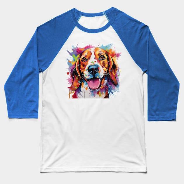 Beagle Art Baseball T-Shirt by CunninghamWatercolors